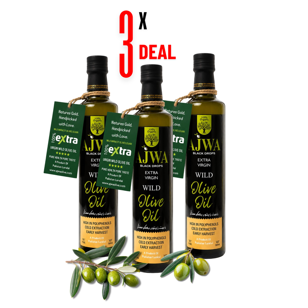 Ajwa Extra Virgin Olive Oil Combo Pack (3 x 250ml) | Premium Cold Pressed Pure Olive Oil